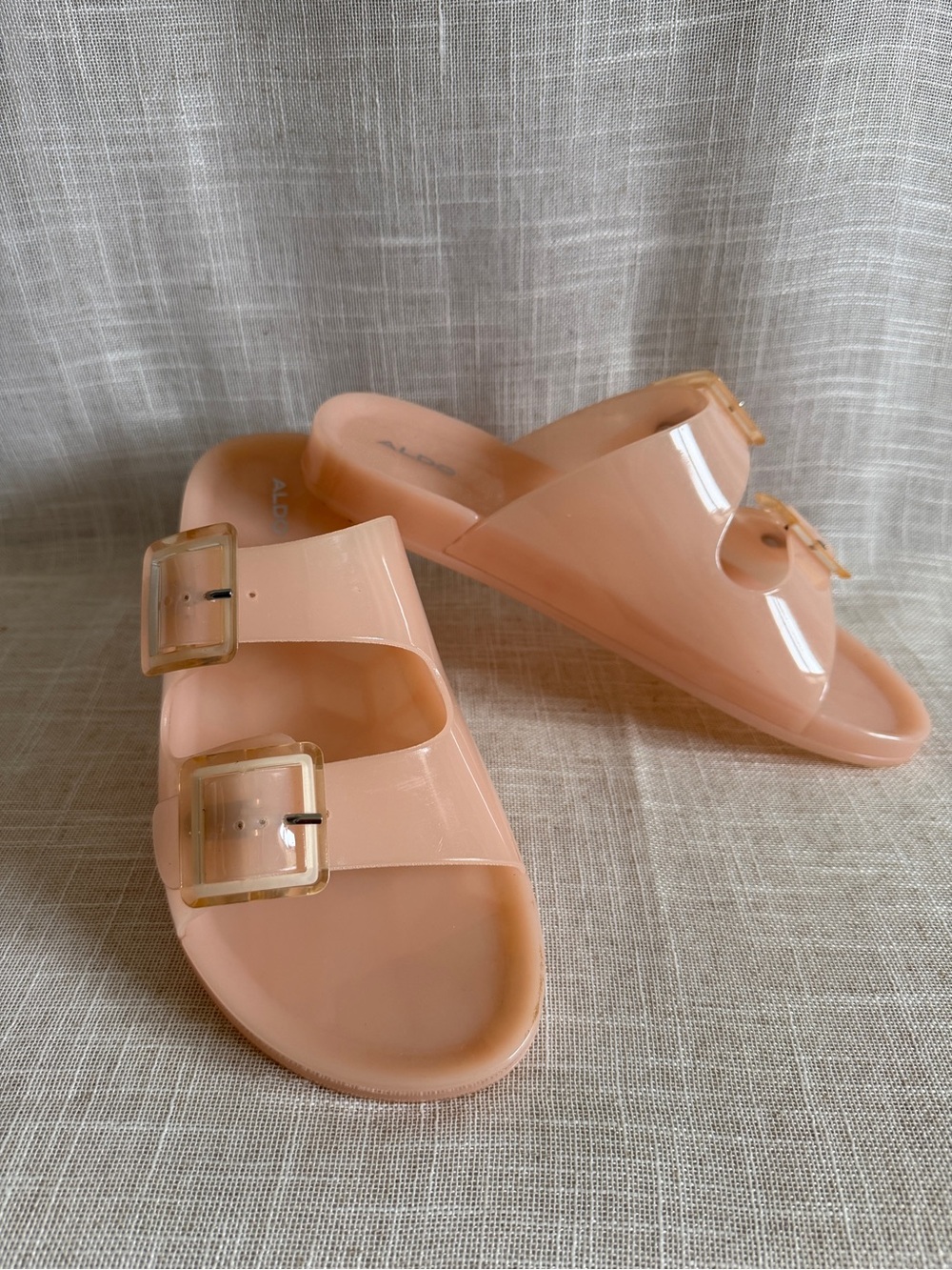 Aldo Peach Double-Strap Jelly Slide Sandals